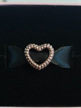 Authentic Pandora Rose Beaded Heart Charm 787516 New With Tags 14K Rose Gold